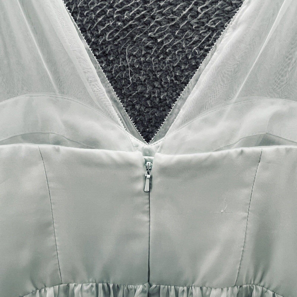 Quillaree Dress Pale Green Chiffon Wedding Special Event Layered Mini - Picture 11 of 15